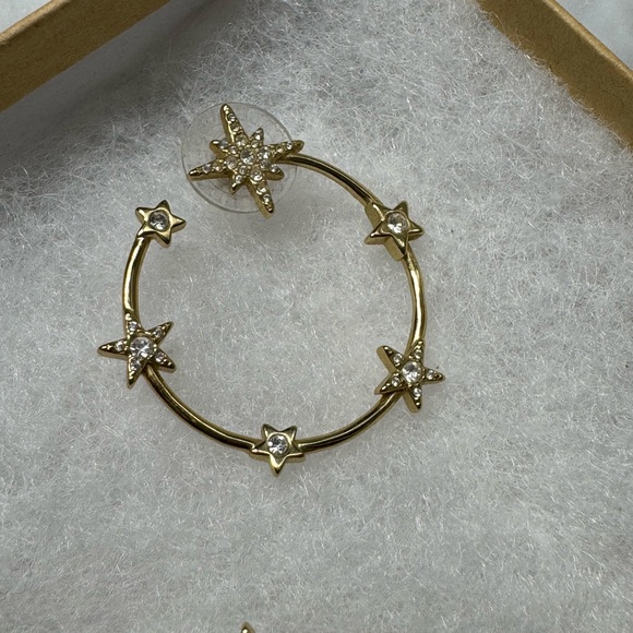 Gold Tone Star Loop Post Earrings - Picture 2 of 3